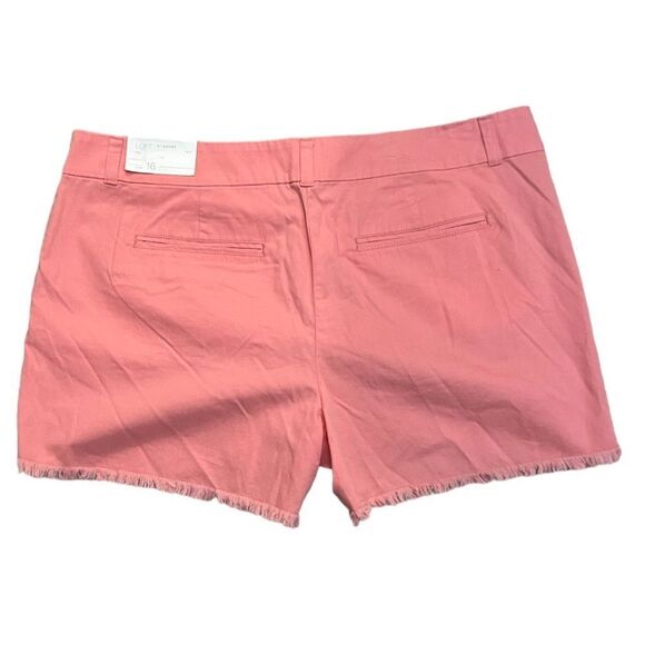 NEW LOFT Pink High Rise Raw Hem 4” Bermuda Shorts Size 16 - Picture 2 of 12